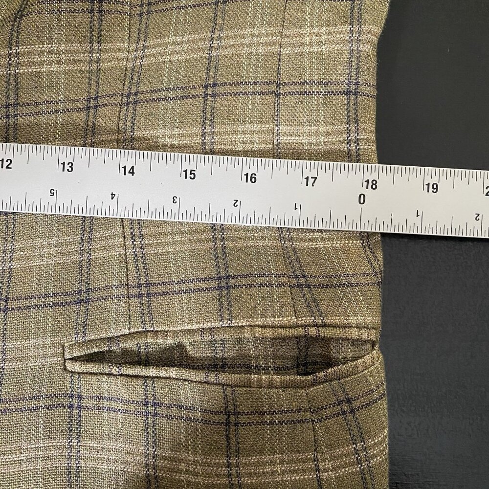 Vintage Liz Claiborne Blazer Women 12 Petite Linen Blend Plaid Academia Heritage - Picture 12 of 15